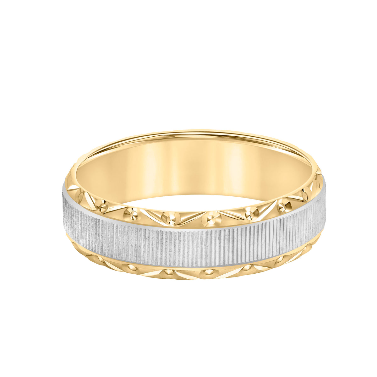 Flat Edge Carved Wedding Band