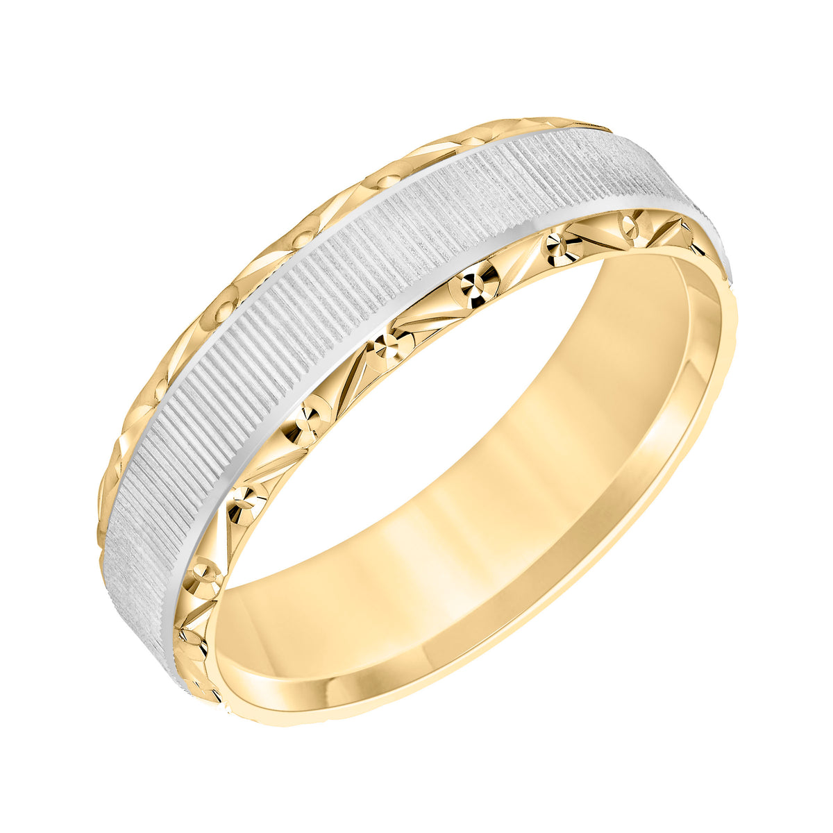 Flat Edge Carved Wedding Band
