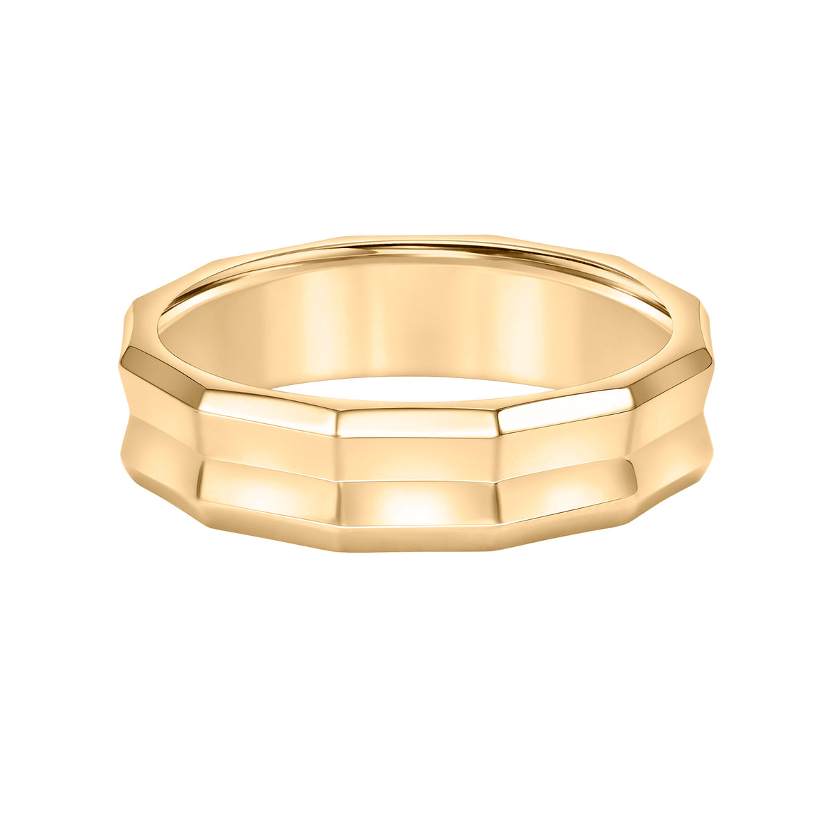 Faceted Profile Bevel Edge Engraved Band