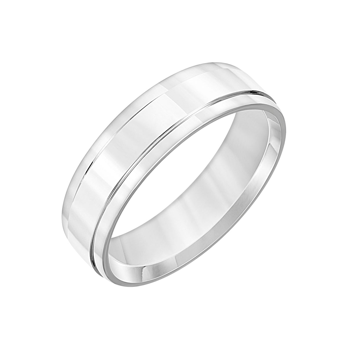 Flat Round Edge Carved Wedding Band