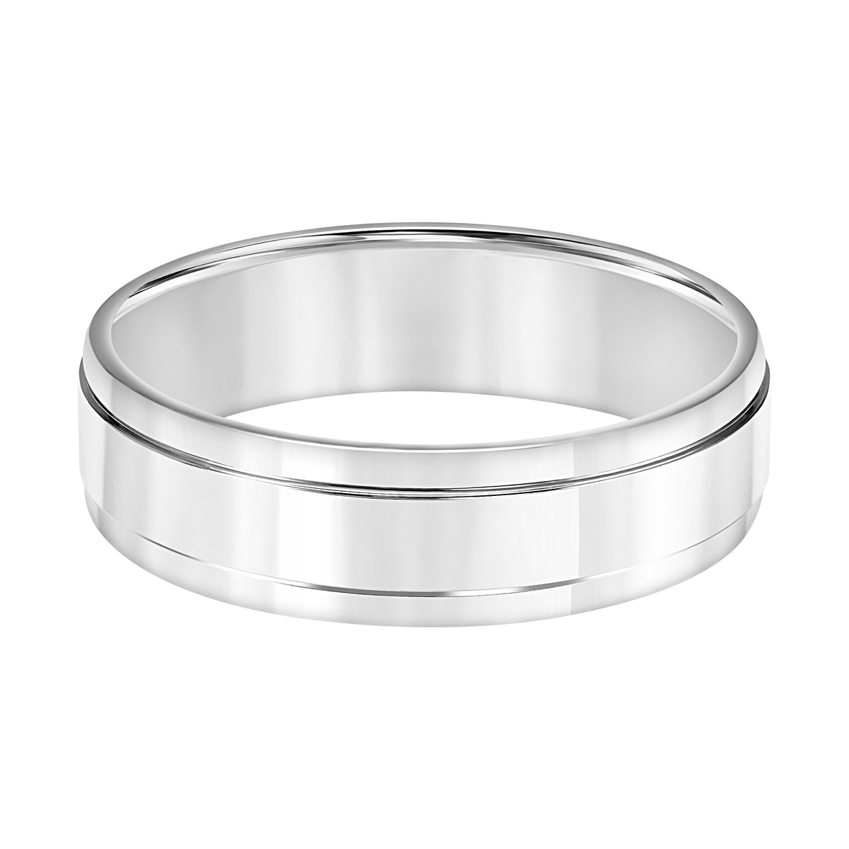 Flat Round Edge Carved Wedding Band