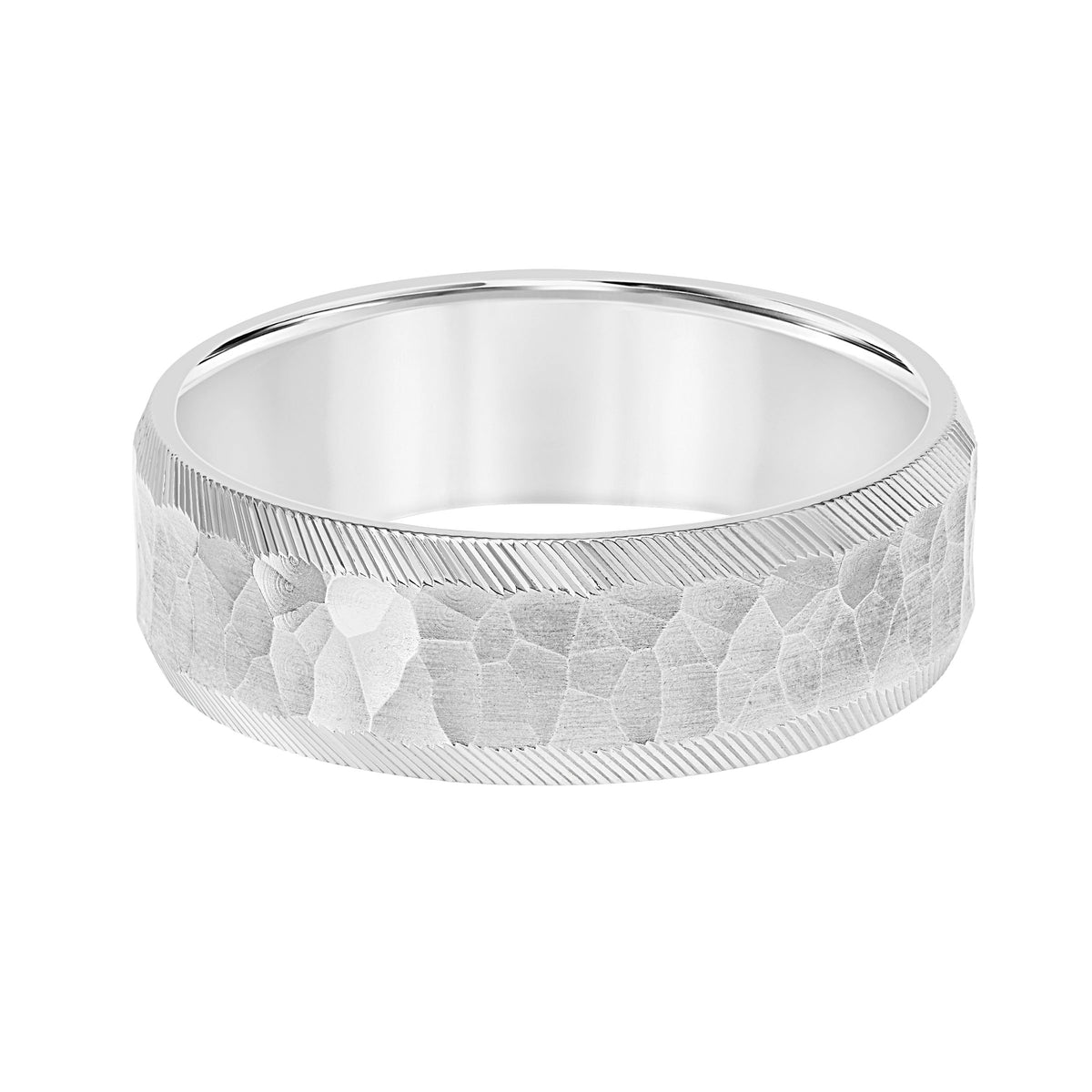 5MM Band with Hammered and Brushed Finish and Beveled Edge