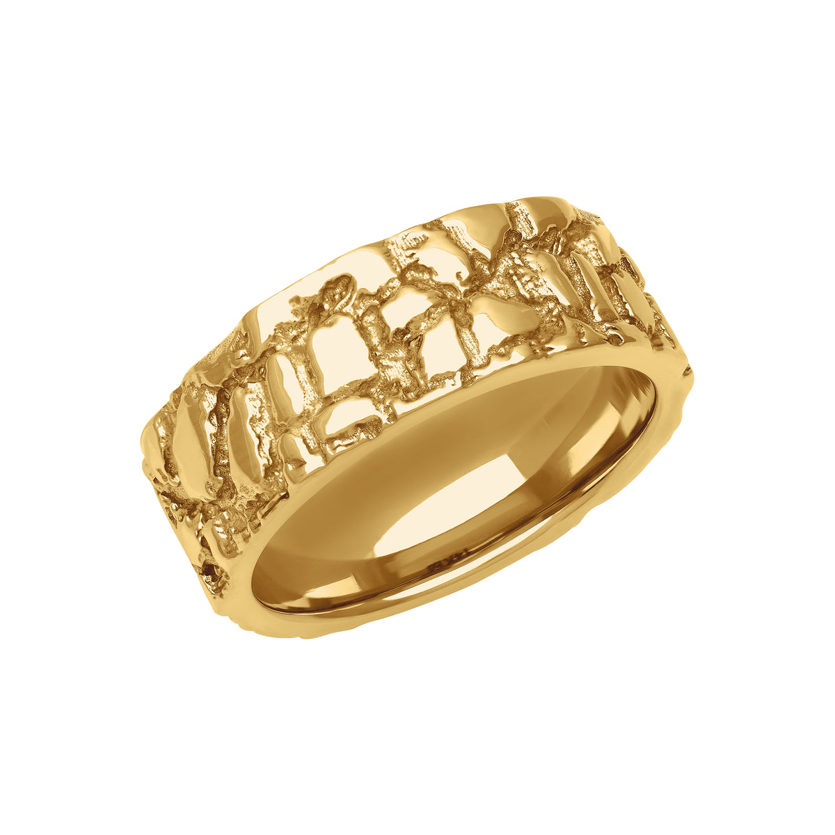 8MM Gold Nugget Center and Flat Edge Band