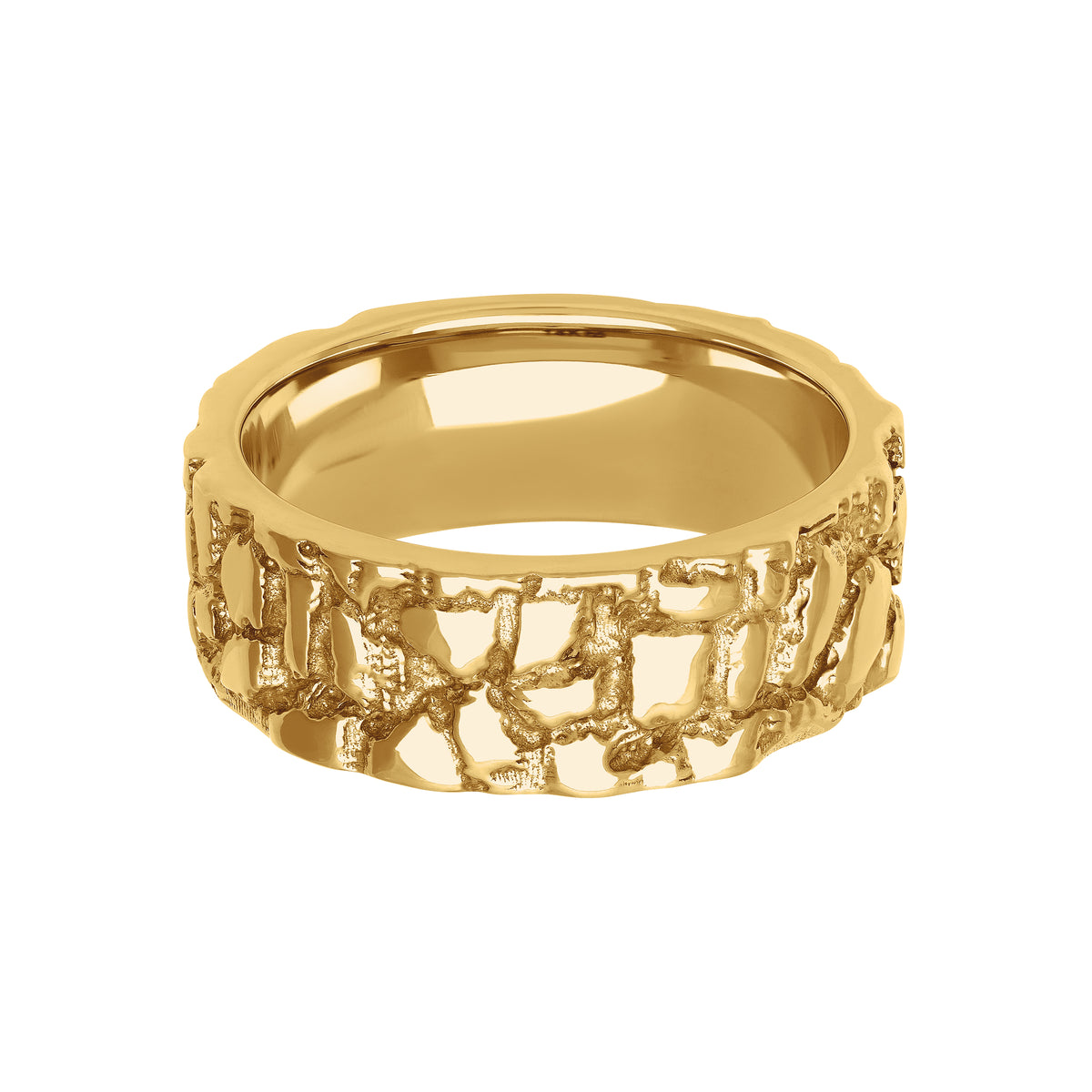 8MM Gold Nugget Center and Flat Edge Band