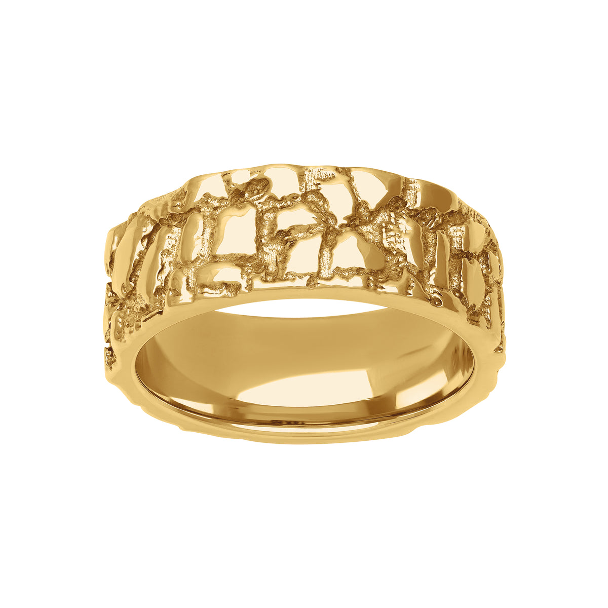 8MM Gold Nugget Center and Flat Edge Band