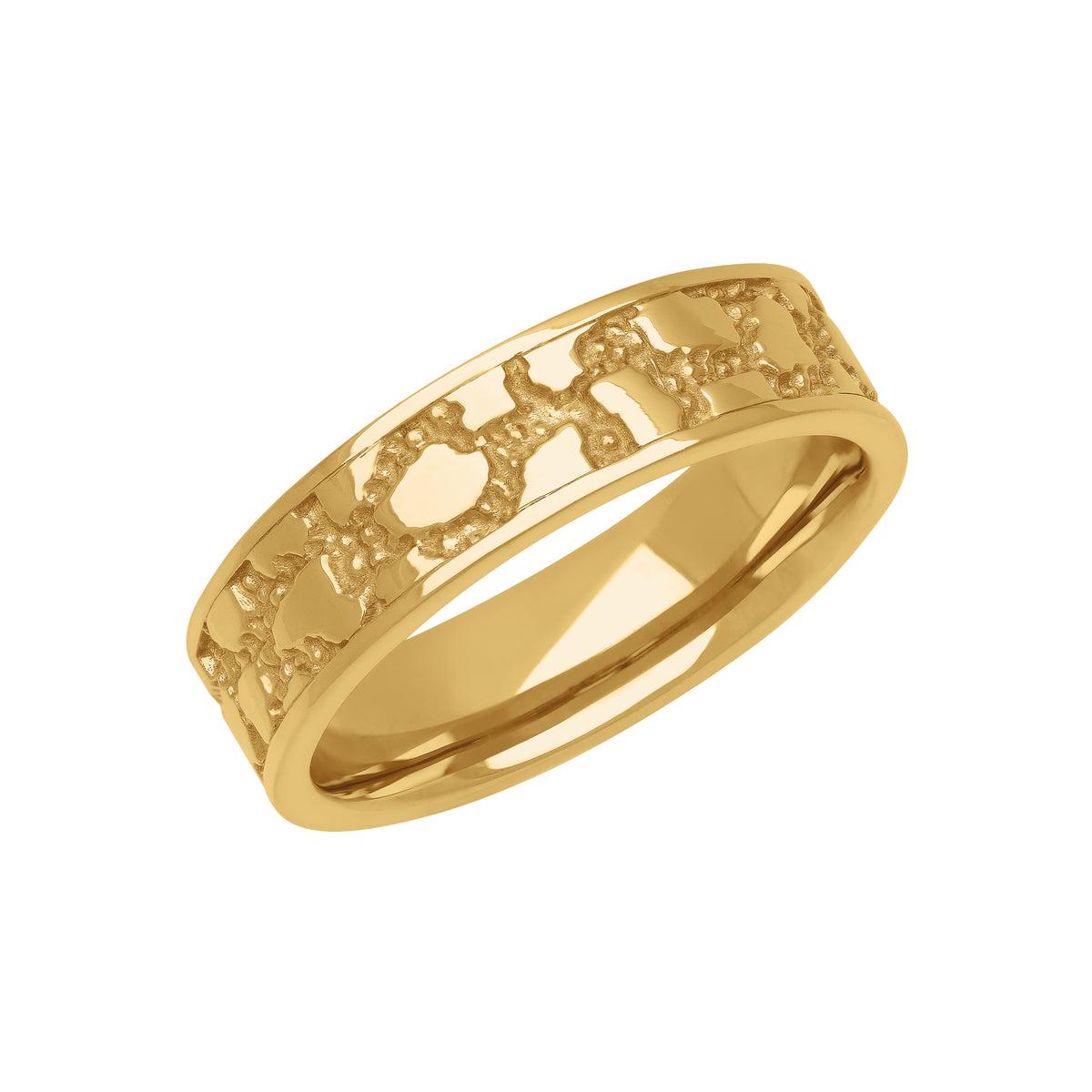 6MM Gold Nugget Center and Flat Edge Band