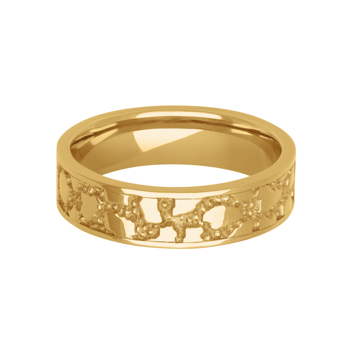 6MM Gold Nugget Center and Flat Edge Band