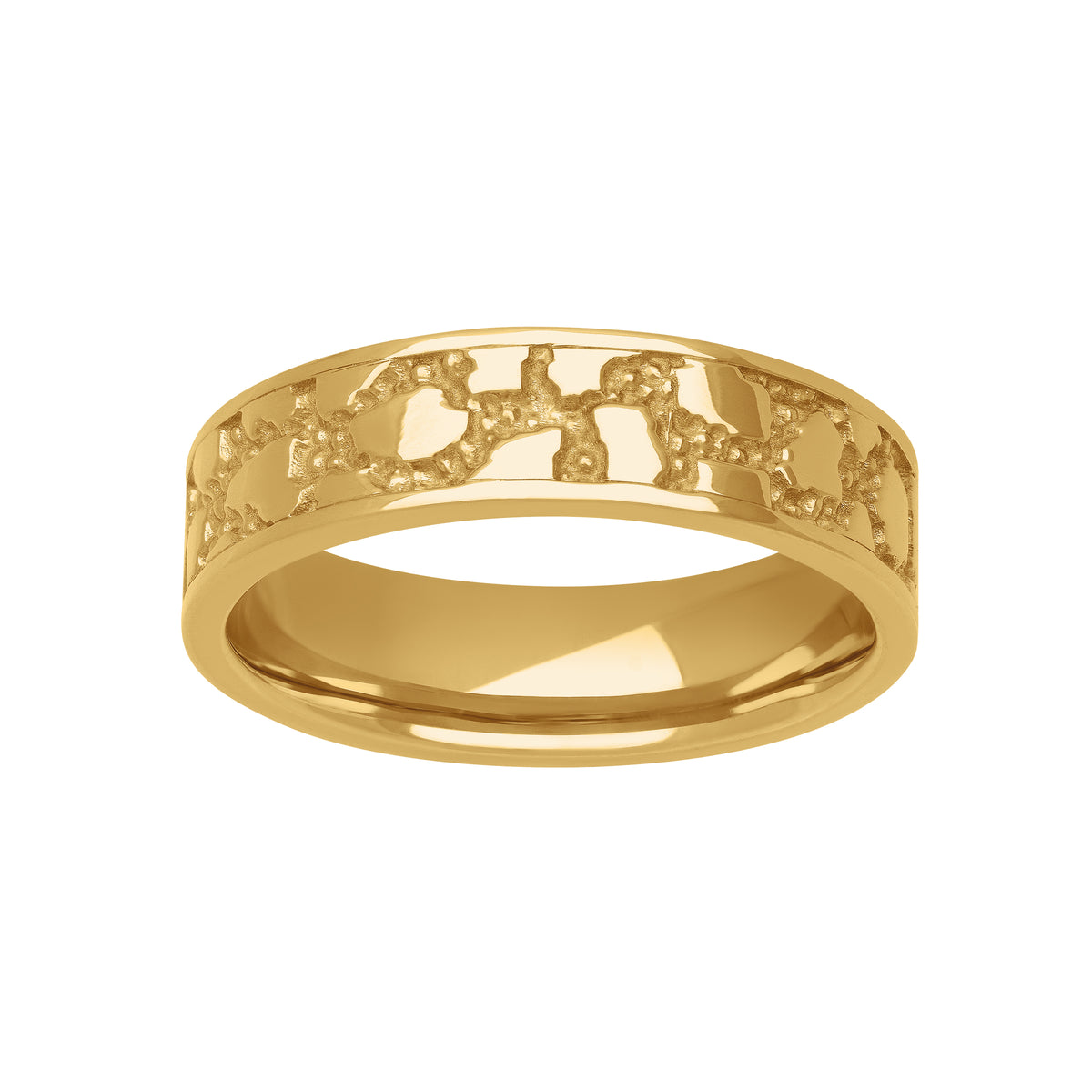 6MM Gold Nugget Center and Flat Edge Band