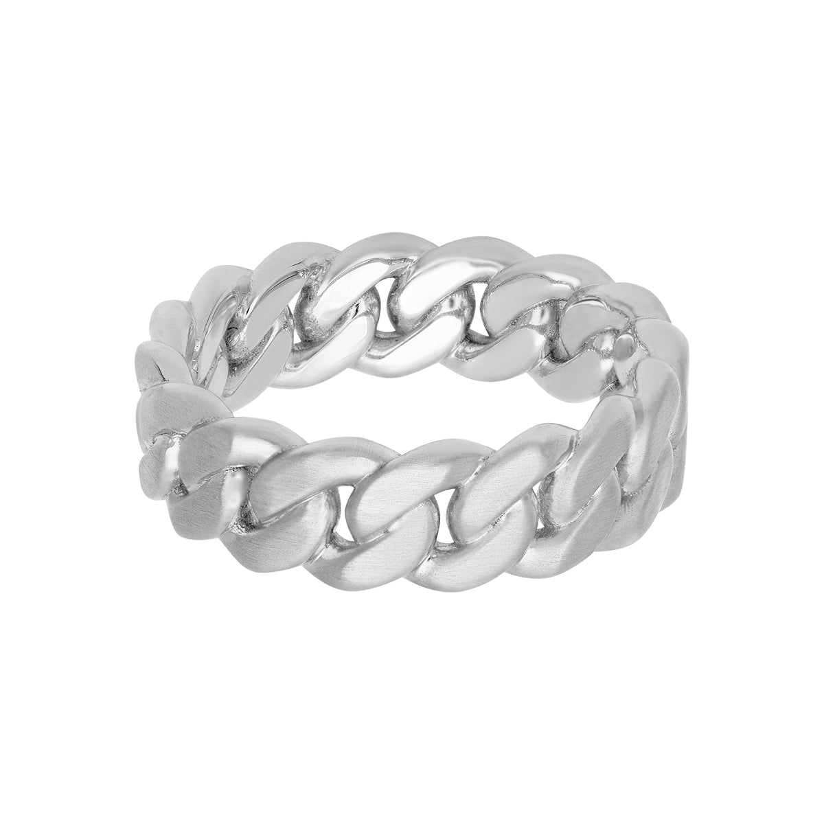 7MM Gold Cuban Link Center and Flat Edge Band