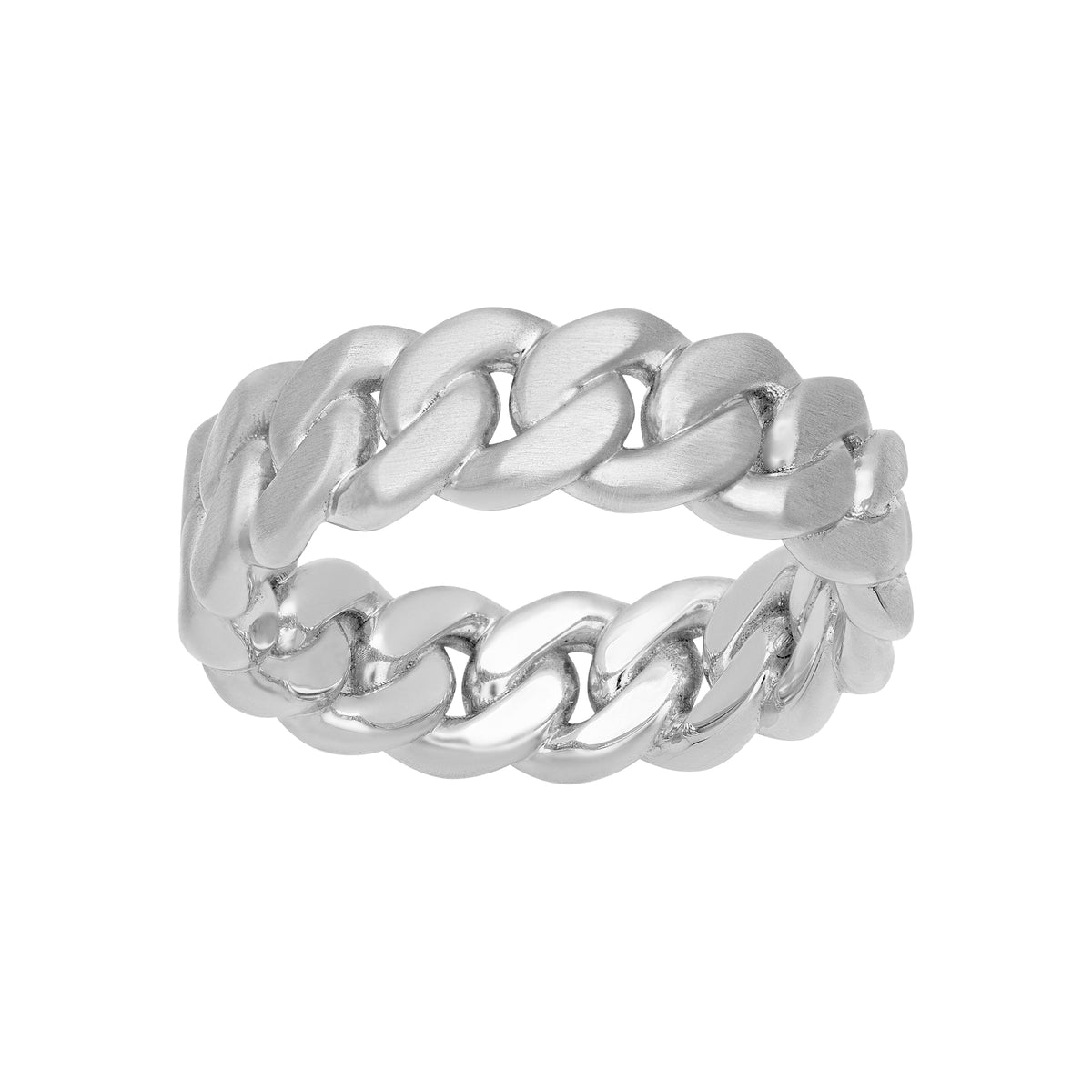 7MM Gold Cuban Link Center and Flat Edge Band
