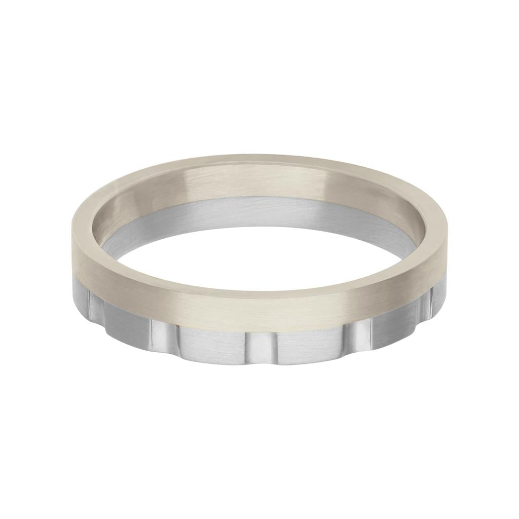 4.5MM Platinum & 14K Yellow Gold with Vertical Channels and Flat Edge Fusion Band