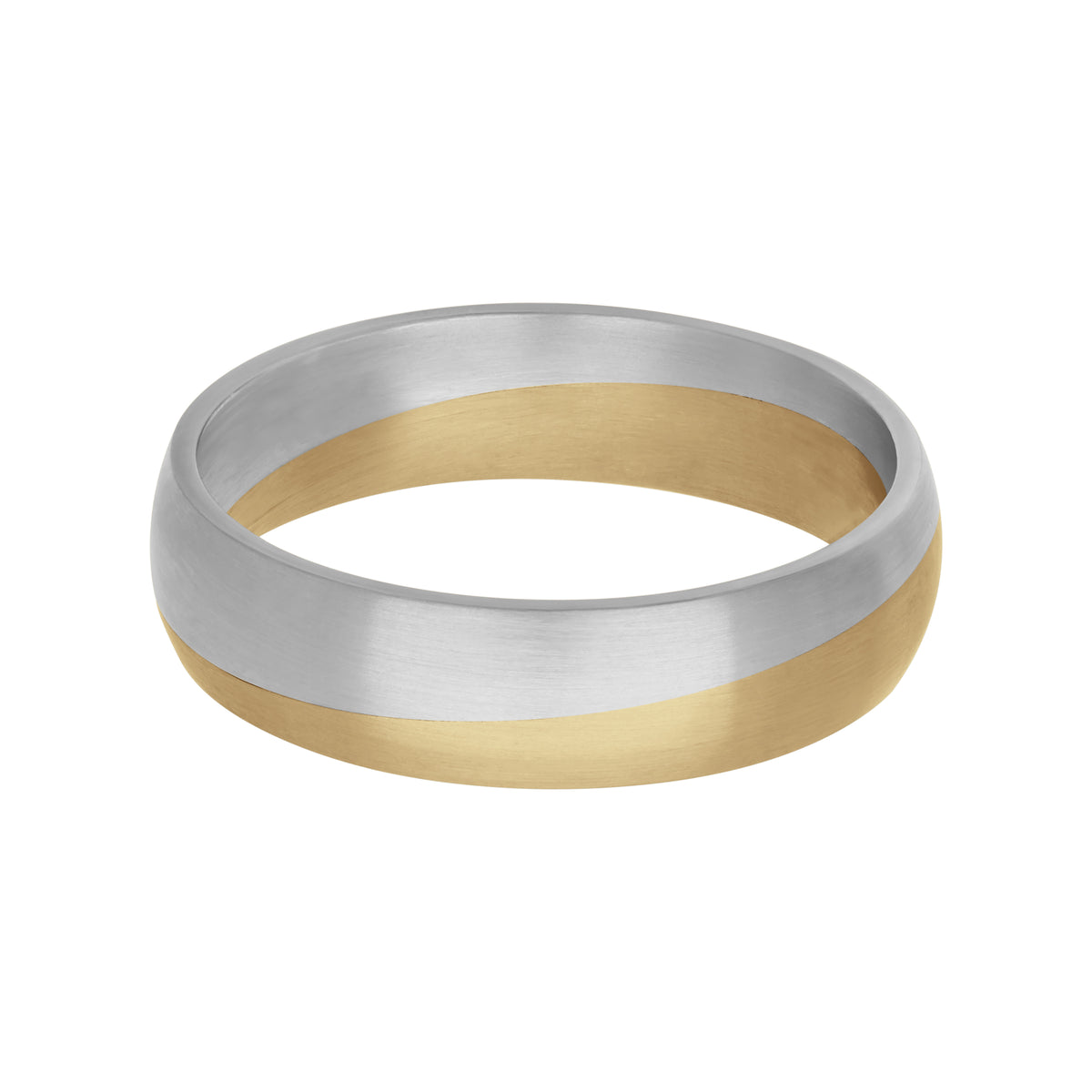 5.5MM PLAT & 14K GOLD ANGLED GROOVE FUSION BAND