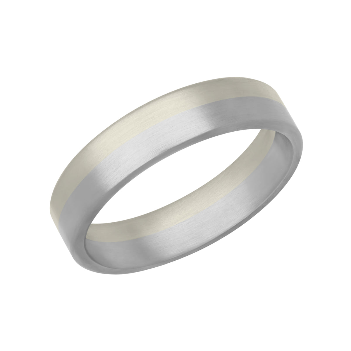5.5MM Platinum and 14K Yellow Gold with Split Inlay and Flat Edge Fusion Band