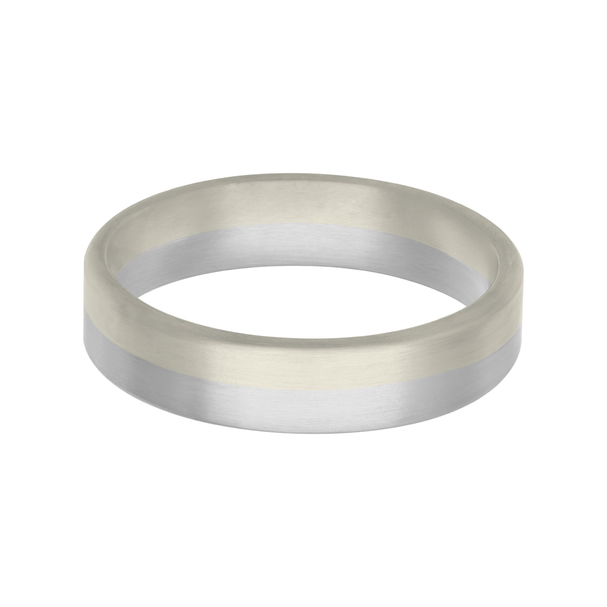 5.5MM Platinum and 14K Yellow Gold with Split Inlay and Flat Edge Fusion Band