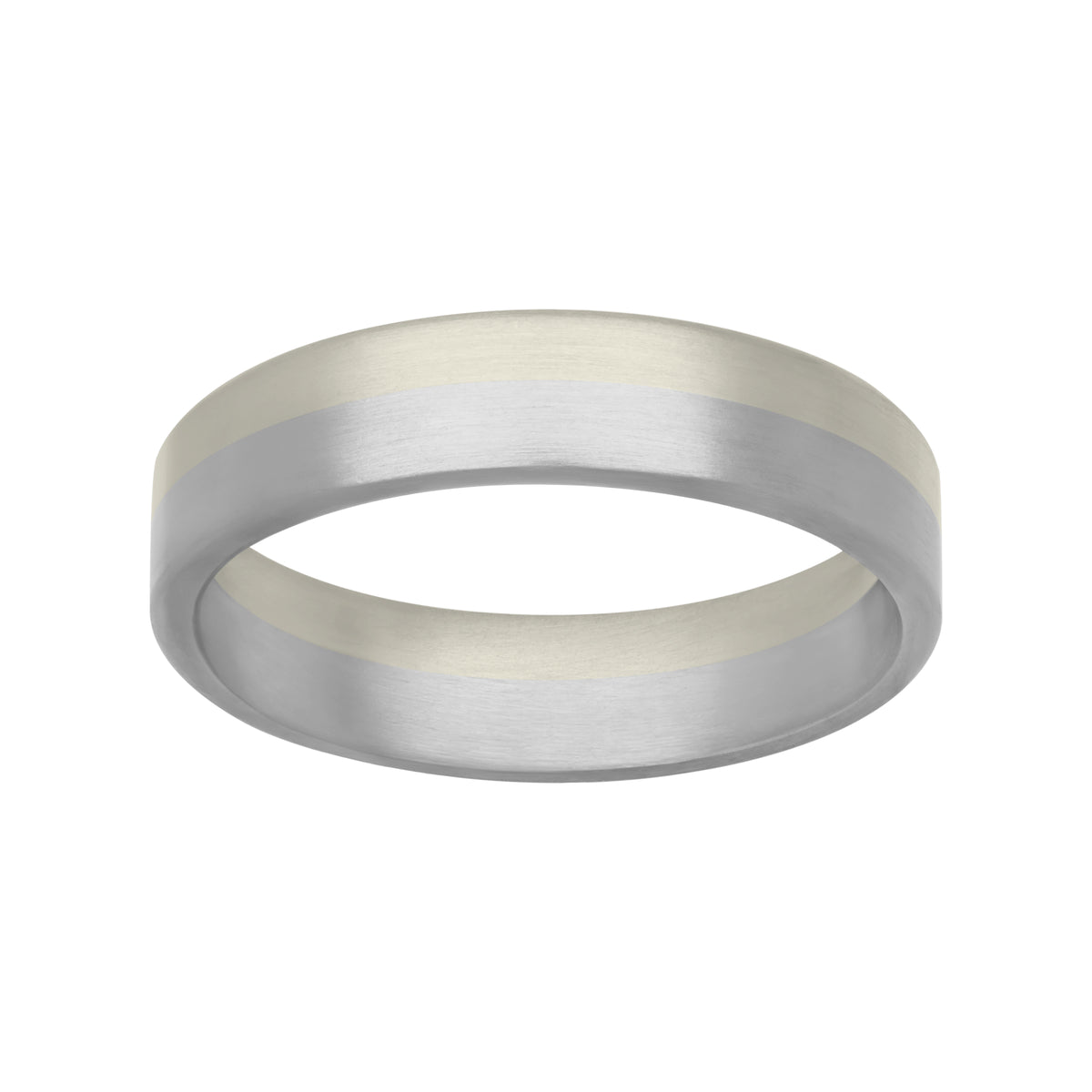 5.5MM Platinum and 14K Yellow Gold with Split Inlay and Flat Edge Fusion Band