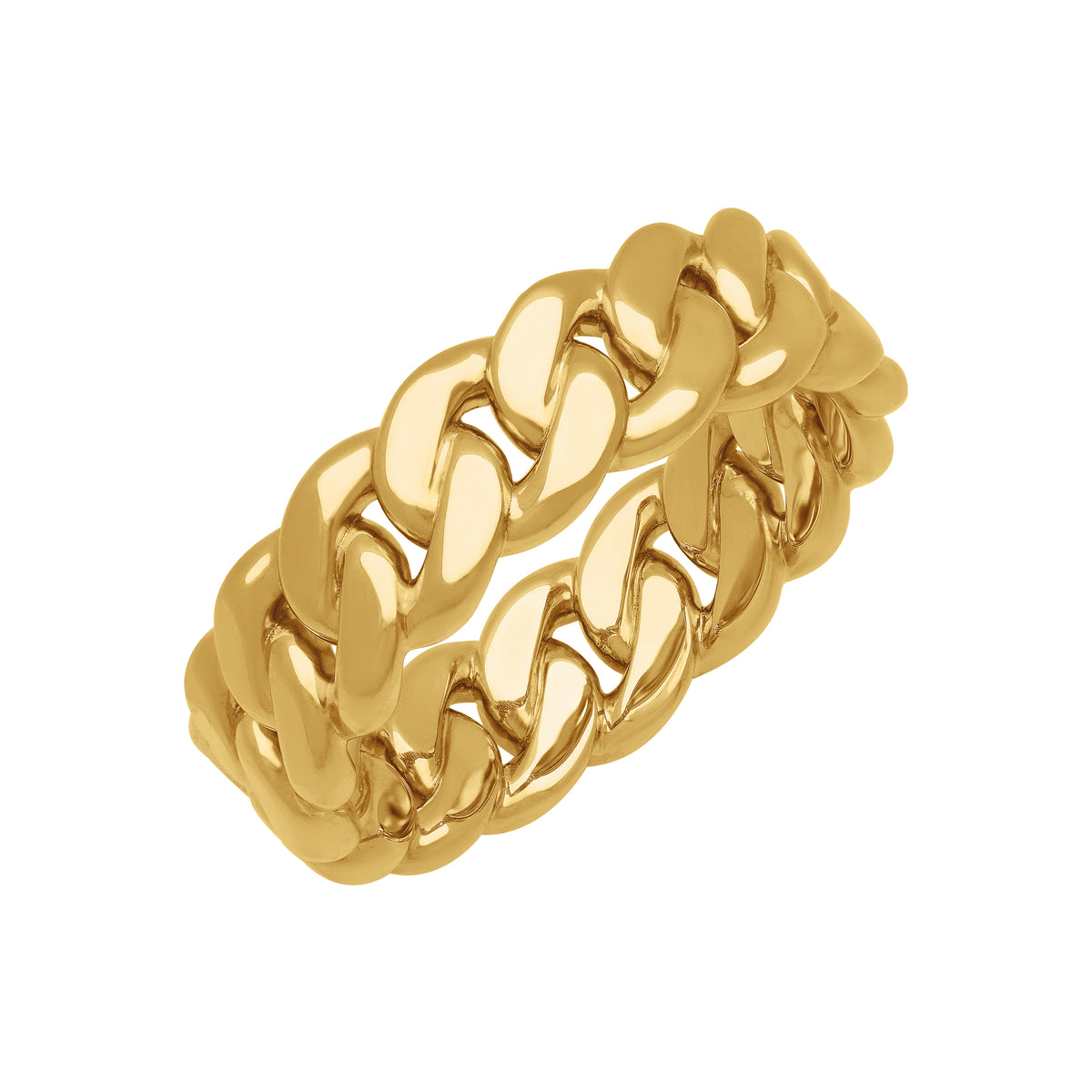 7MM Gold Cuban Link Center and Flat Edge Band