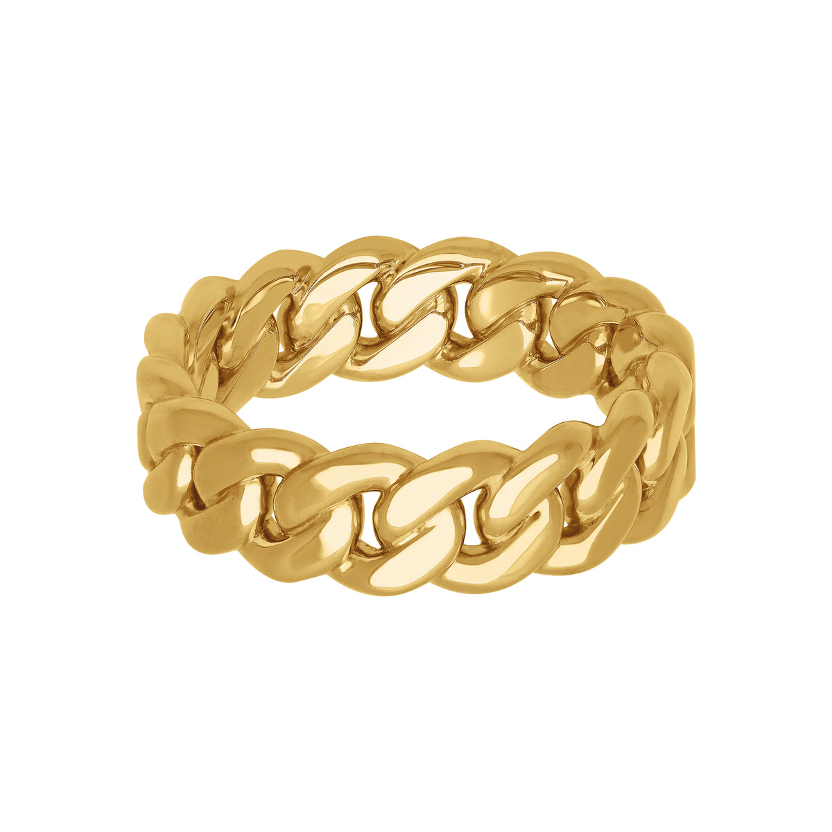 7MM Gold Cuban Link Center and Flat Edge Band