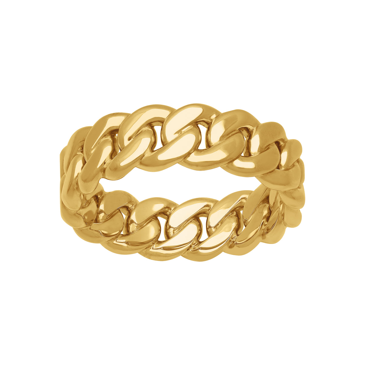 7MM Gold Cuban Link Center and Flat Edge Band