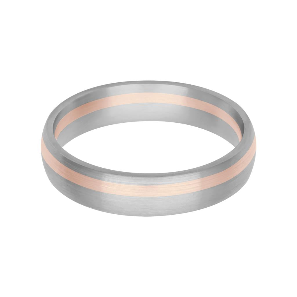 4.5MM Platinum and 14K Yellow Gold with Asymmetrical Channel and Rolled Edge Fusion Band
