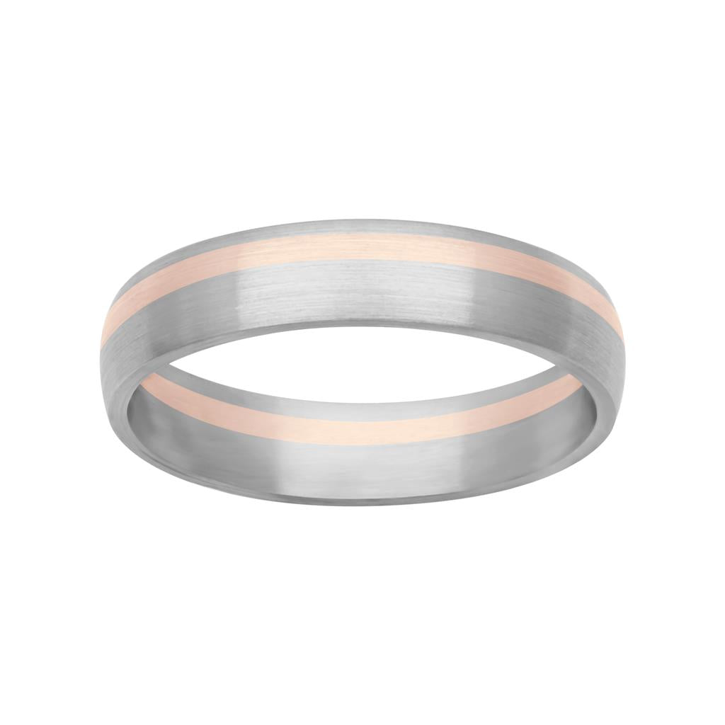 4.5MM Platinum and 14K Yellow Gold with Asymmetrical Channel and Rolled Edge Fusion Band