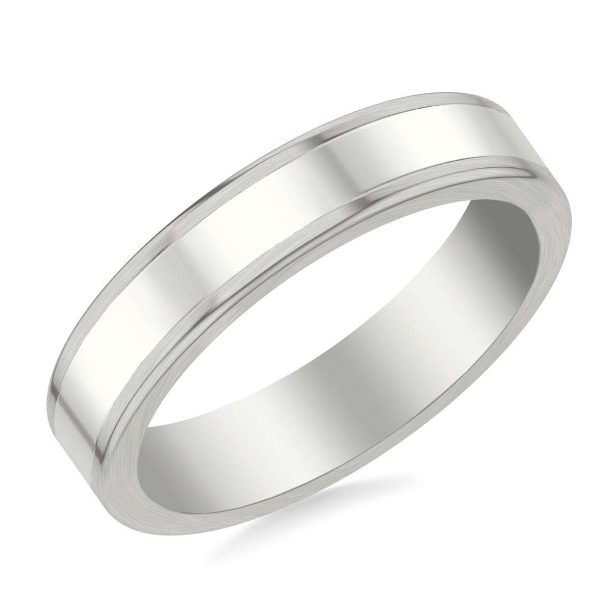 5MM Polished Center Band with Brushed Flat Round Edge Profile