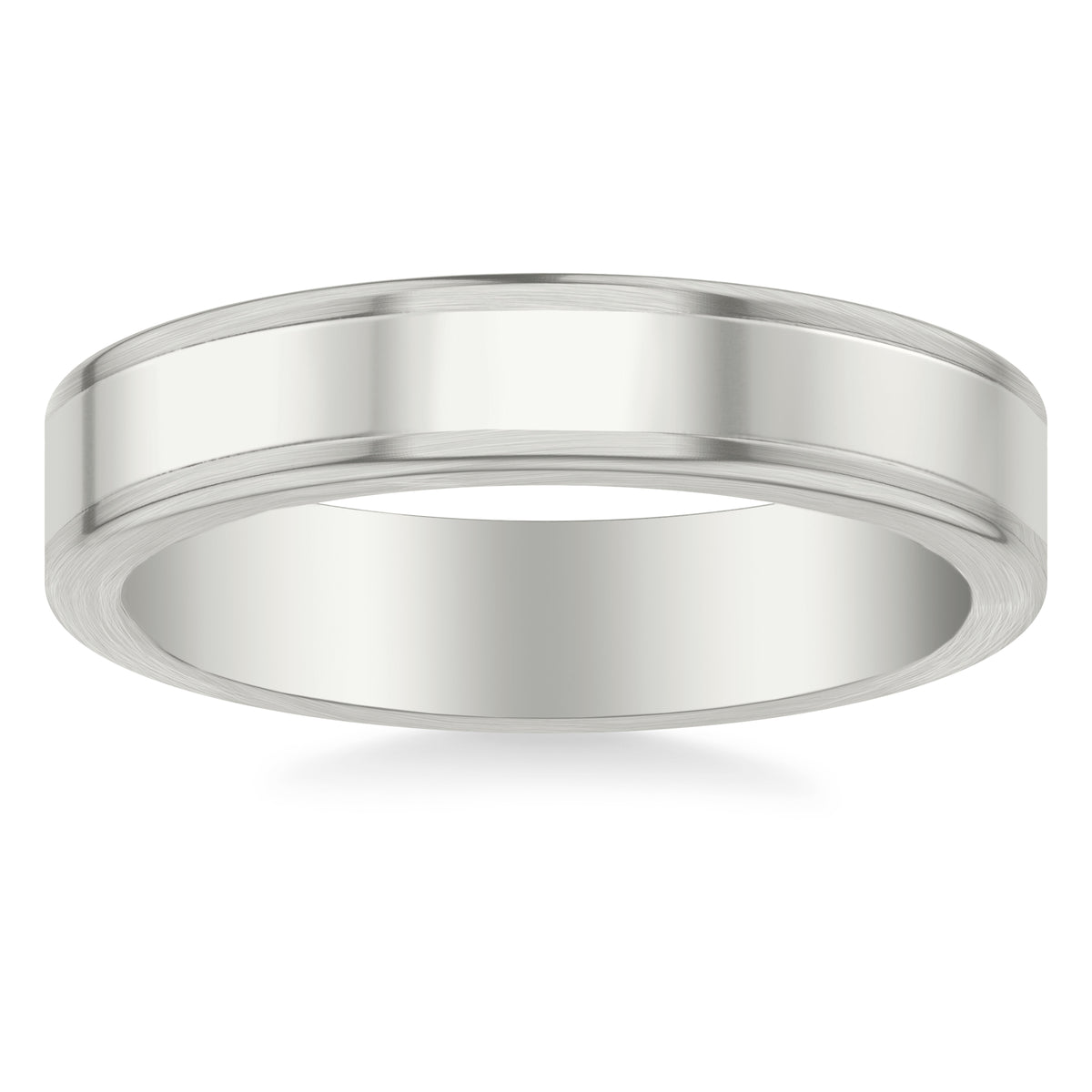 5MM Polished Center Band with Brushed Flat Round Edge Profile
