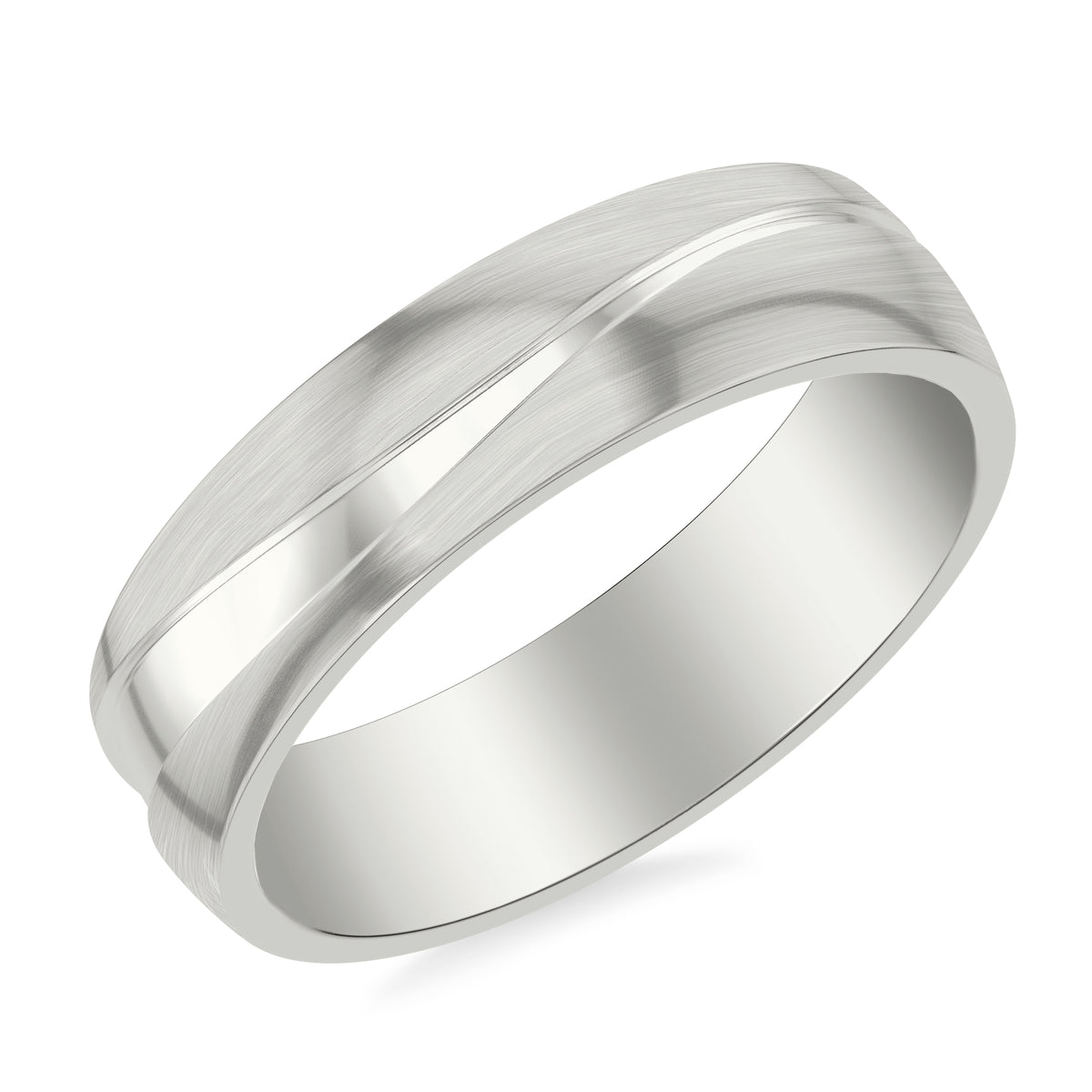 6MM Band with Wave Groove Separating Brushed and Soft Sand with Low Dome Profile