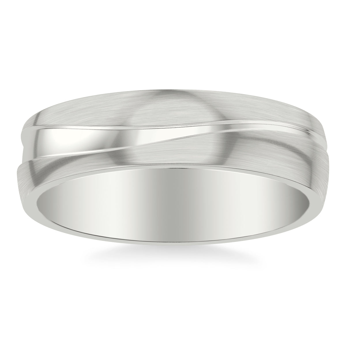 6MM Band with Wave Groove Separating Brushed and Soft Sand with Low Dome Profile
