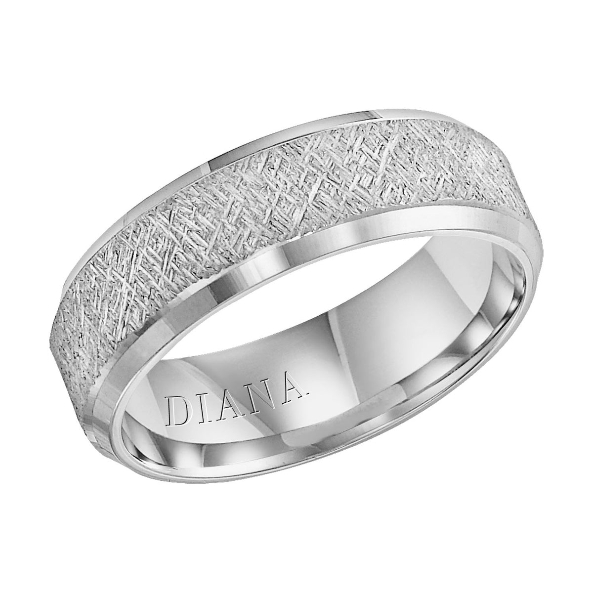 Flat Bevel Edge Carved Wedding Band
