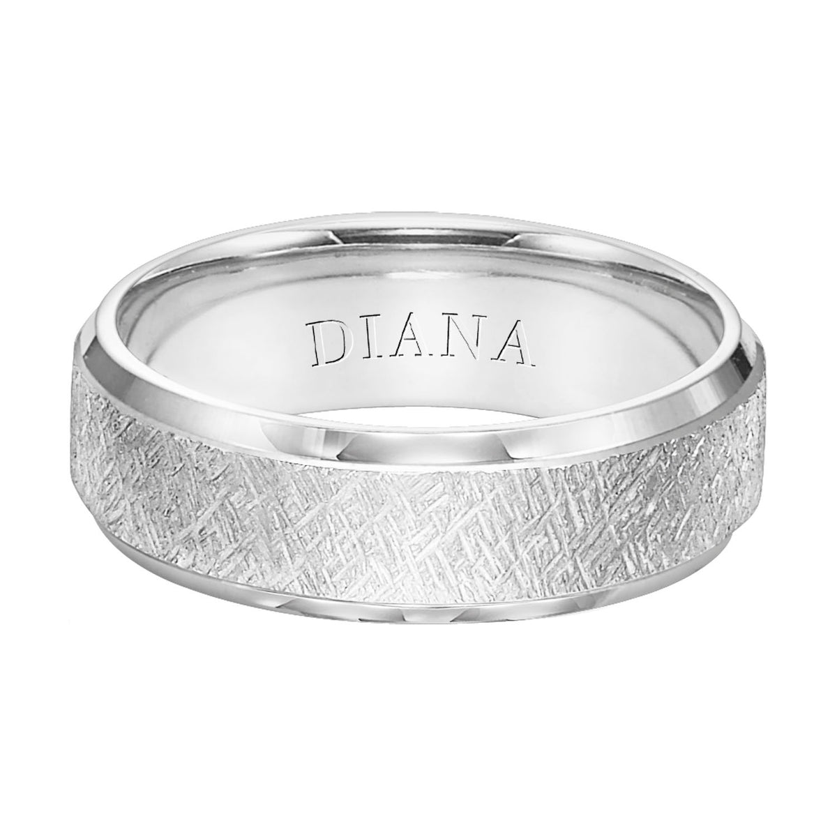 Flat Bevel Edge Carved Wedding Band
