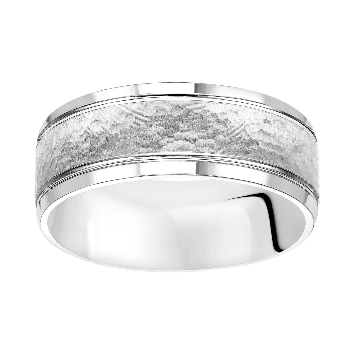 Flat Bevel Edge Carved Wedding Band