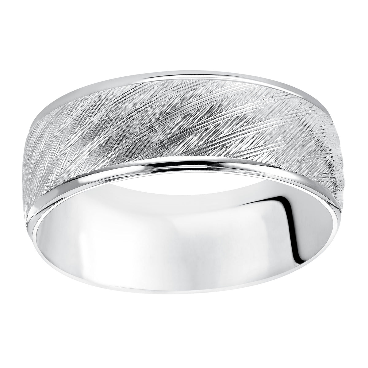Flat Small Concave Edge Carved Wedding Band