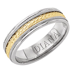 Comfort Fit Wedding Band with rope center and milgrain detail