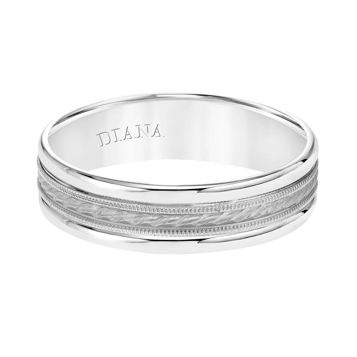 Comfort Fit Wedding Band with rope center and milgrain detail