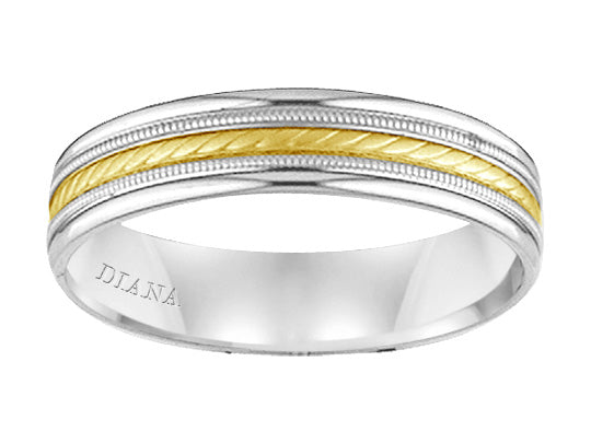 Comfort Fit Wedding Band with rope center and milgrain detail