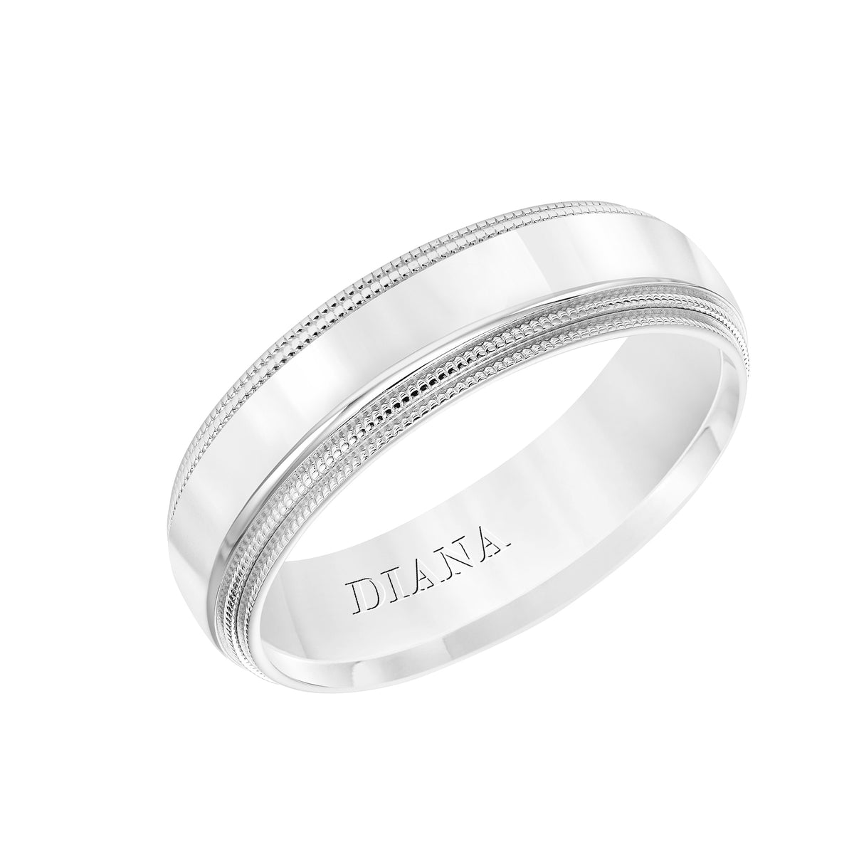 Comfort Fit Wedding Band with step edge and milgrain detail