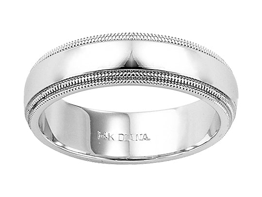Comfort Fit Wedding Band with step edge and milgrain detail