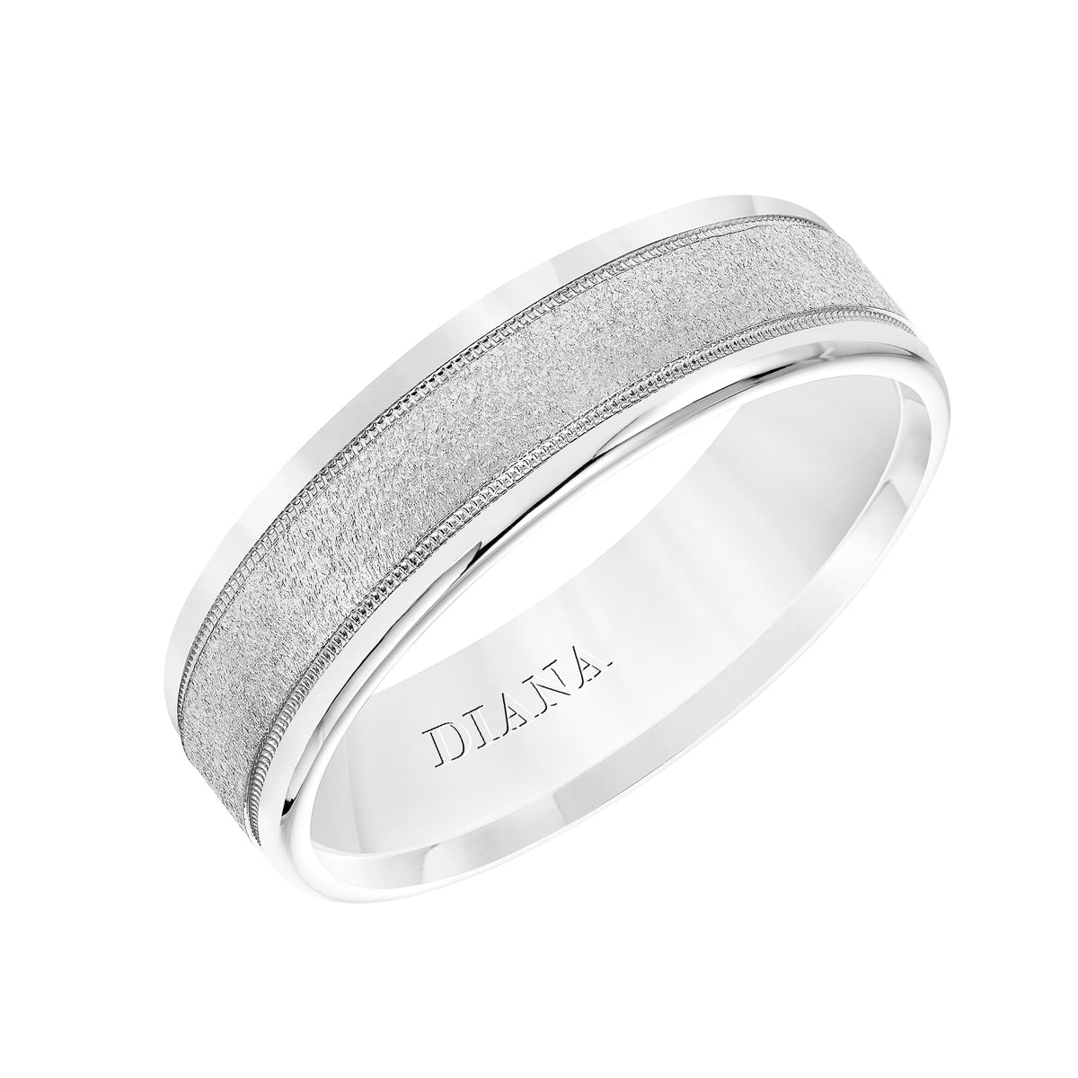 Comfort Fit Wedding band with textured finish and milgrain detail