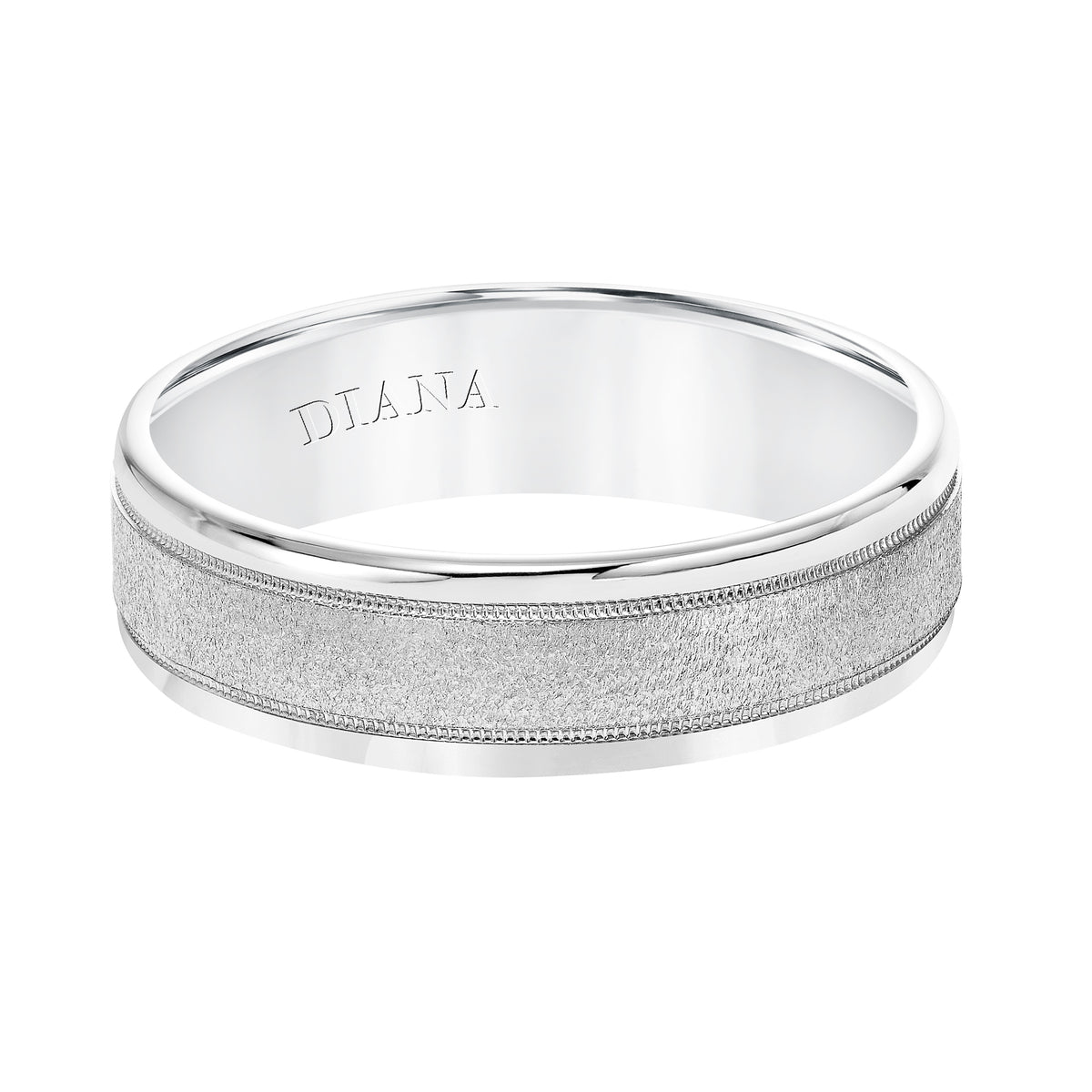 Comfort Fit Wedding band with textured finish and milgrain detail