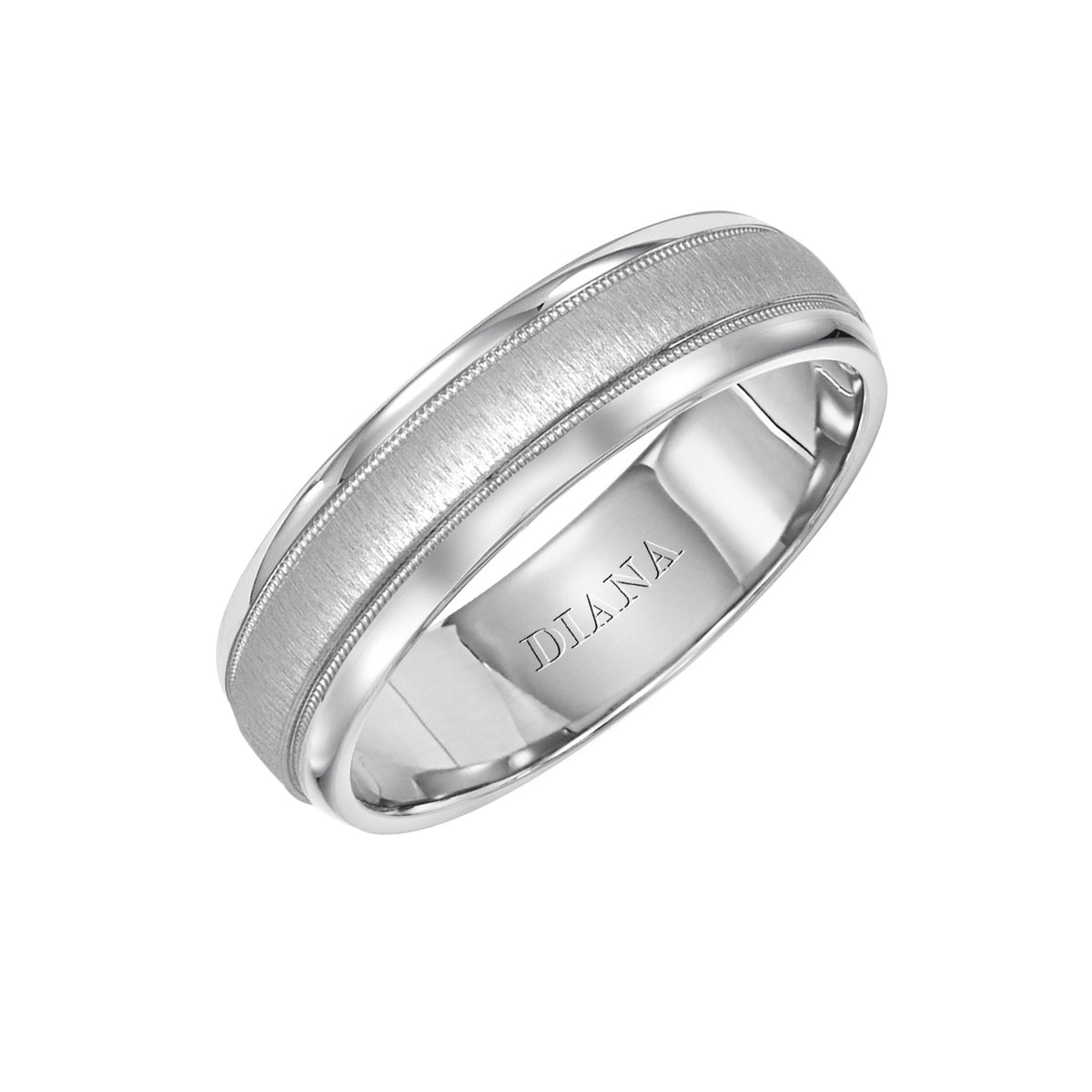 Comfort Fit Wedding Band with Veritical finish and milgrain detail