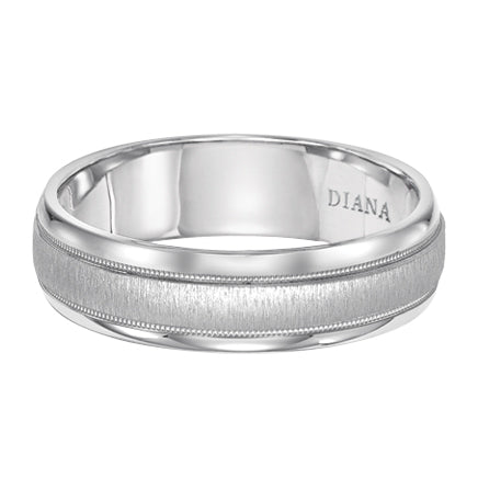 Comfort Fit Wedding Band with Veritical finish and milgrain detail