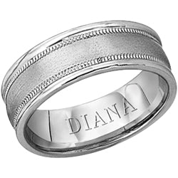 Comfort Fit Wedding Band with Brush Finish and milgrain detail