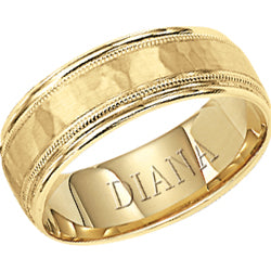 Comfort Fit Wedding Band with hammer finish and milgrain detail Please note hand hammered styles will have slight variations due to the nature of the manufacturing process