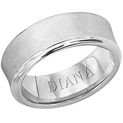 Concave wedding band with soft sand finish and rolled edge