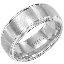 Comfort Fit wedding band with rolled edge and brushed finish