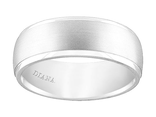 Comfort Fit wedding band with rolled edge and brushed finish
