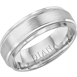 Comfort Fit Wedding Band with Brush Finish and milgrain detail