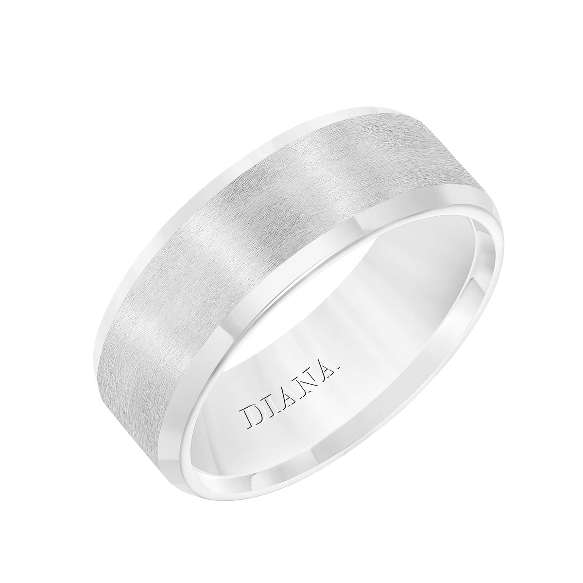 Comfort Fit Wedding Band with brush finish and bevel edge