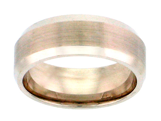 Comfort Fit Wedding Band with brush finish and bevel edge