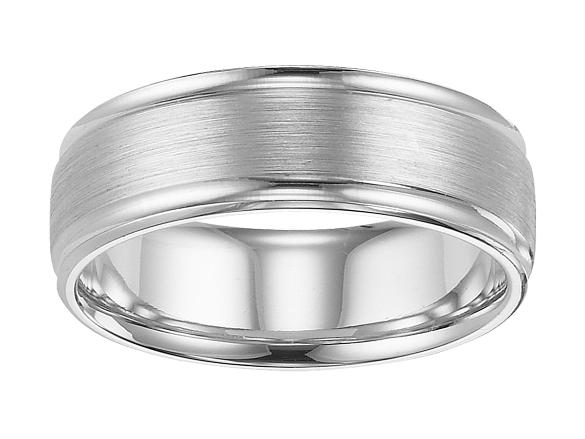 Comfort Fit Wedding Band with Satin Finish and rolled edge